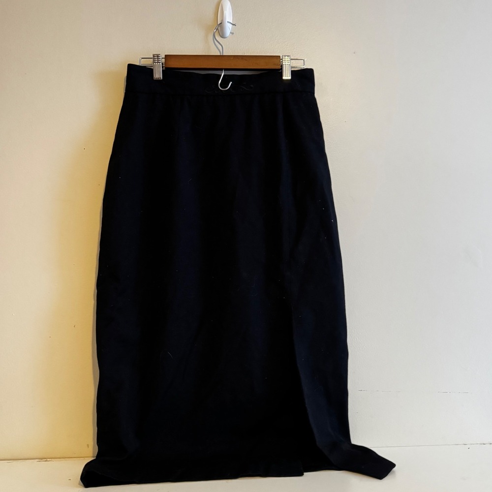 VTG Women's S12 Black Maxi Skirt Side Slit Embroidered Whimsigoth Dark Academia